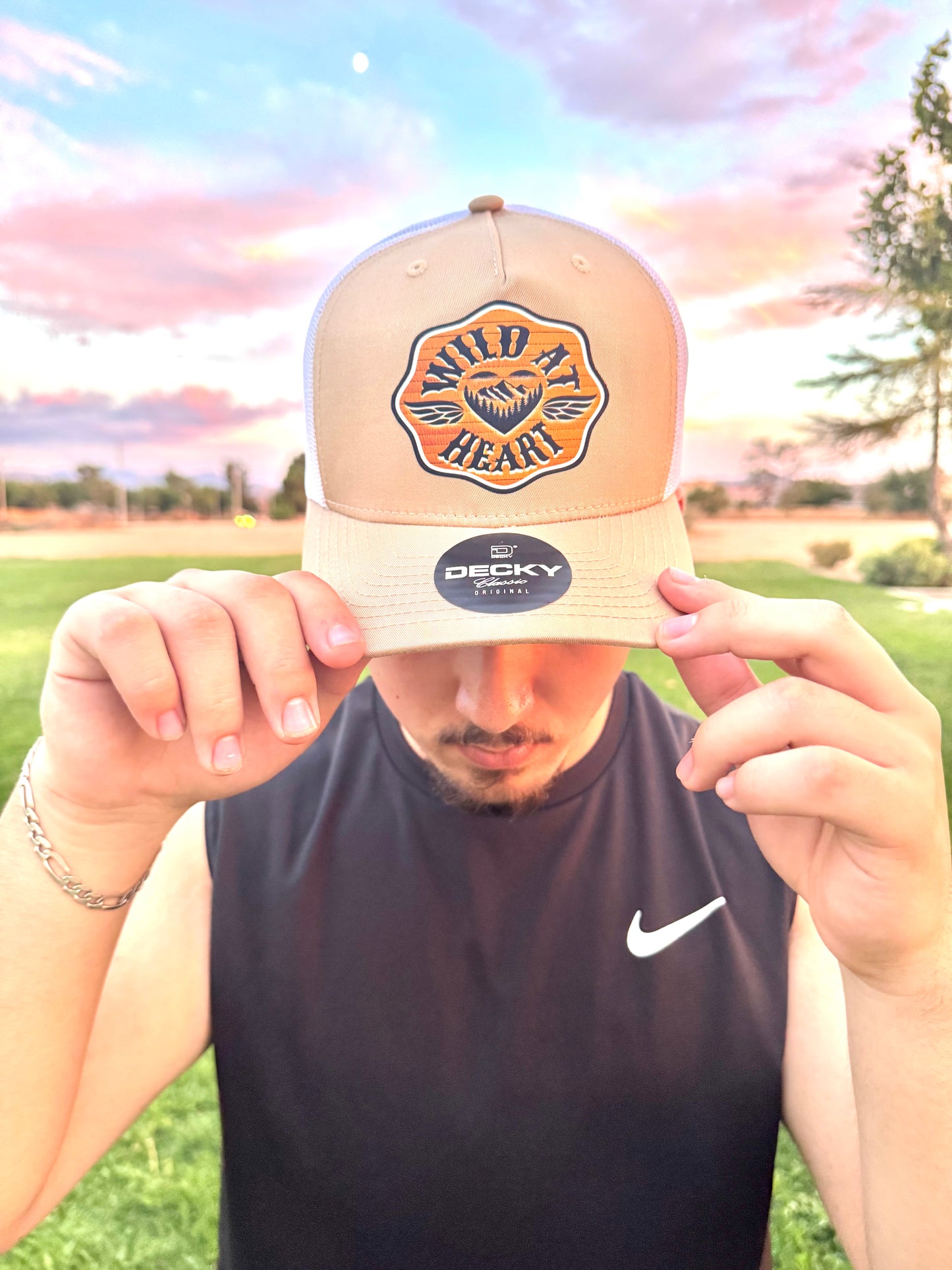 Wild at Heart Trucker Hat- Khaki/White