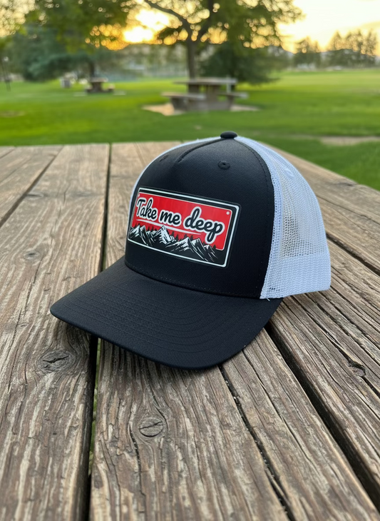 Mid Profile Trucker Hat – 5 Panel Structured Cap Design & Take Me Deep