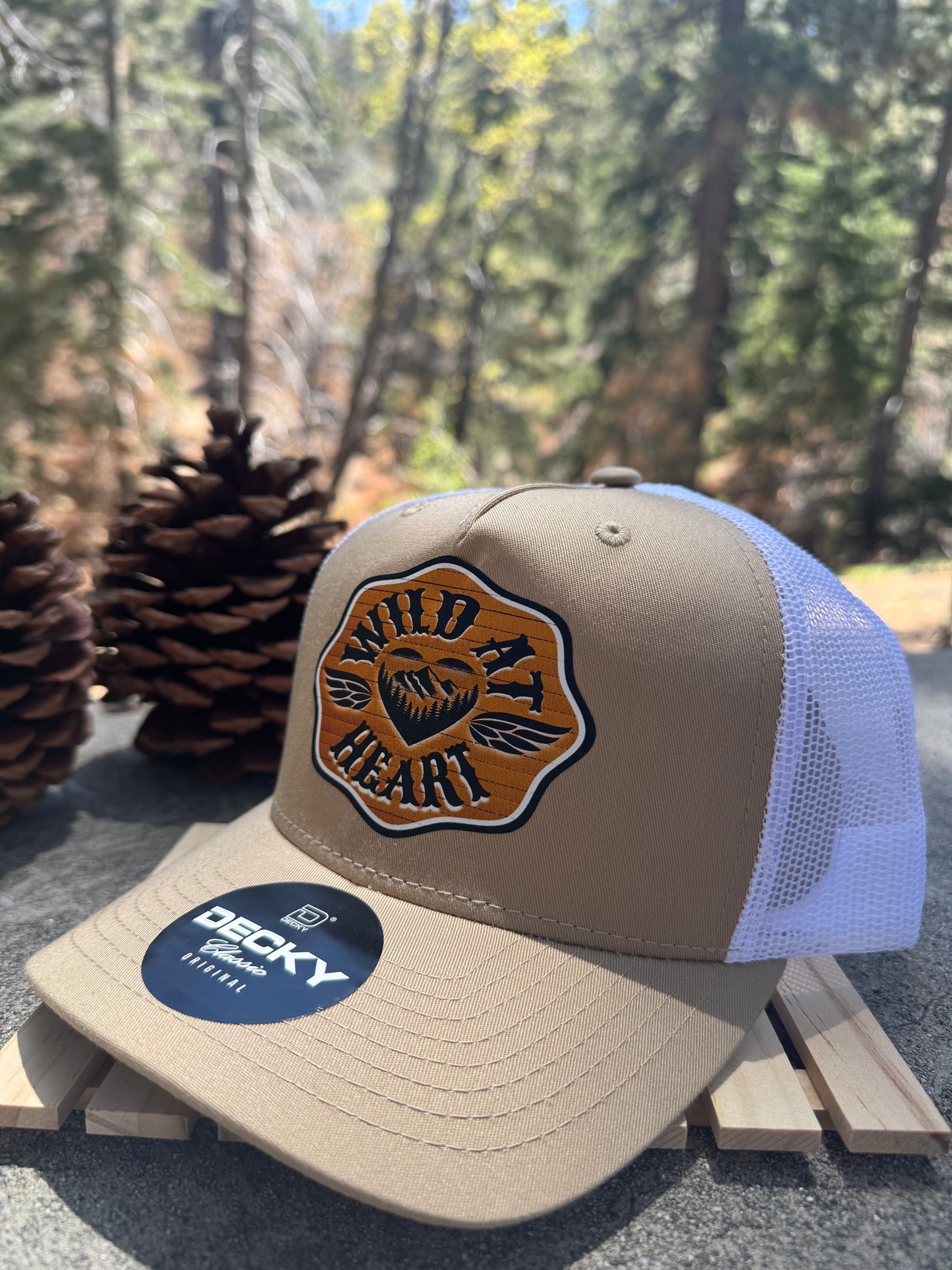 Wild at Heart Trucker Hat- Khaki/White