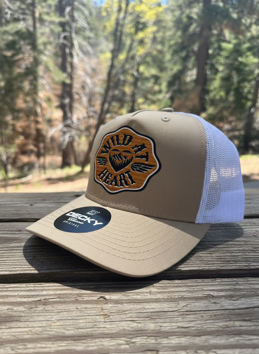 Wild at Heart Trucker Hat- Khaki/White