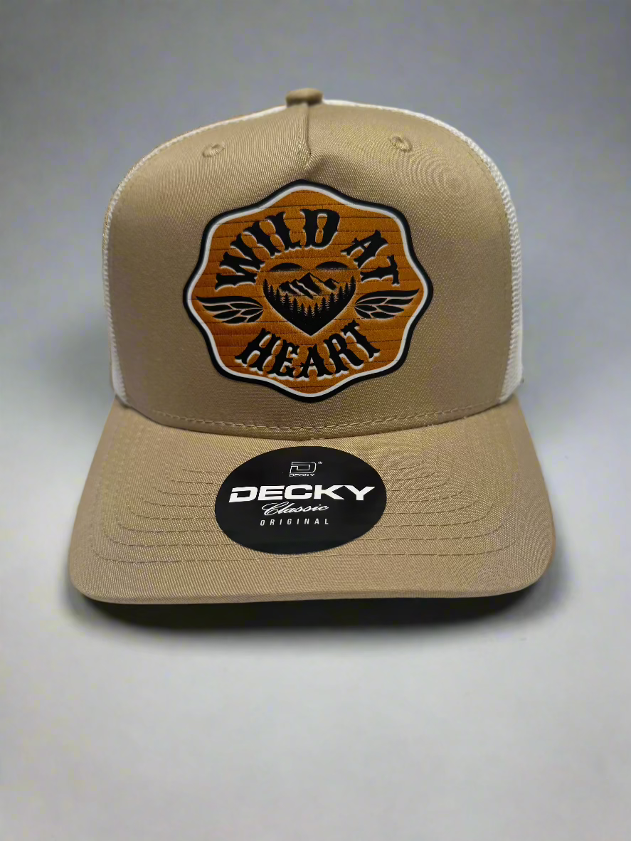 Wild at Heart Trucker Hat- Khaki/White