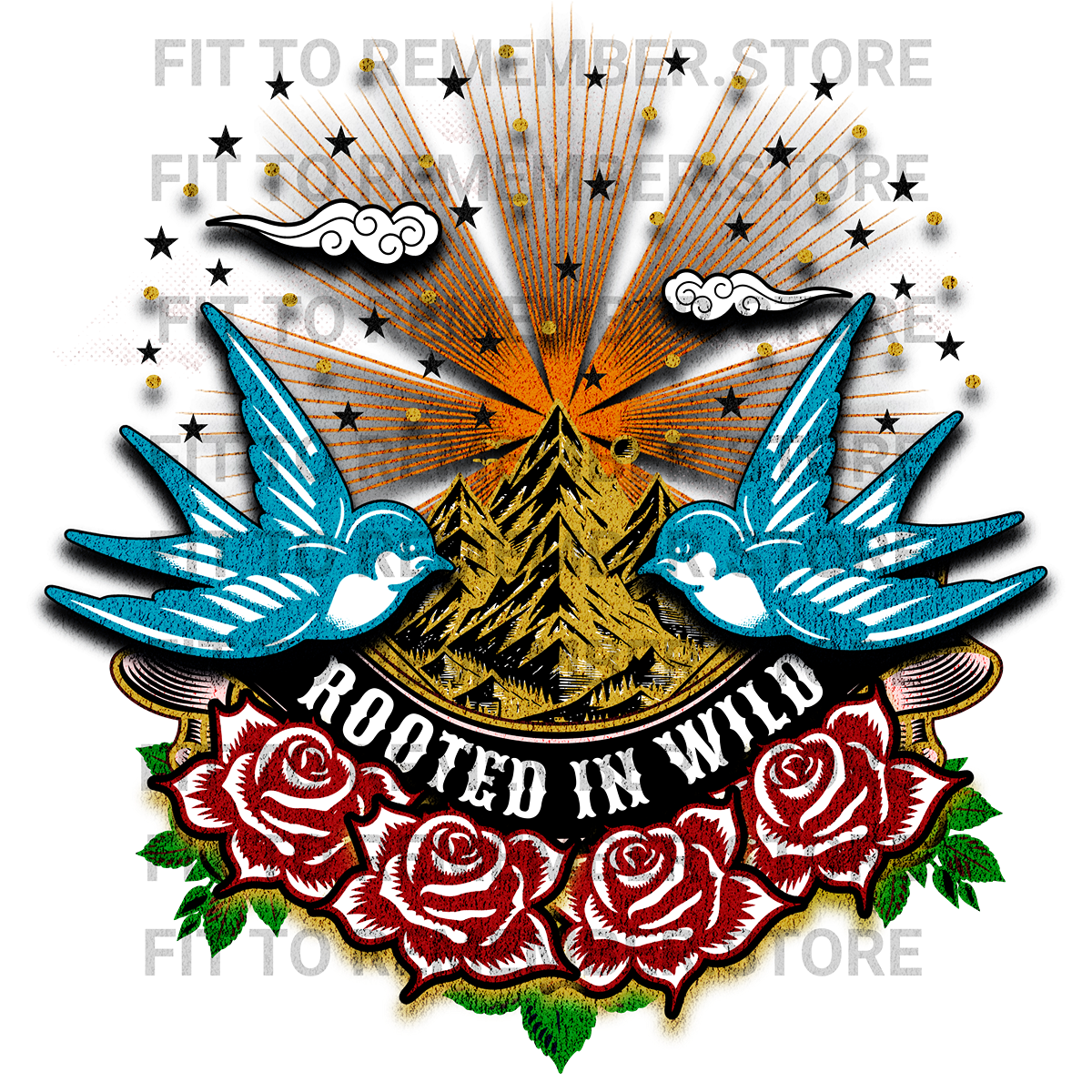 Rooted in Wild – Tattoo Style DTF Design (Instant Download)