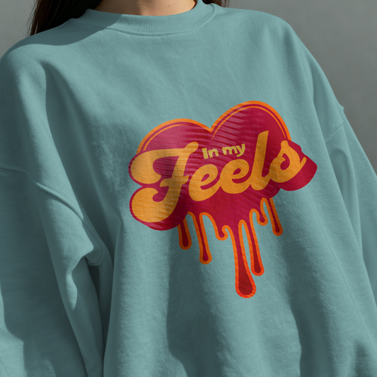 In My Feels – Retro Heart Drip Graphic – Digital PNG Download | Caps, Waist Bags, Tumblers
