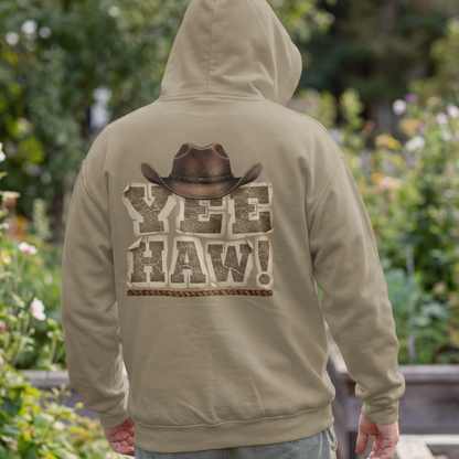 Yee Haw! Western Rustic Lettering with Brown Cowboy Hat– Digital PNG Download | T-Shirt, Mug, Sweater