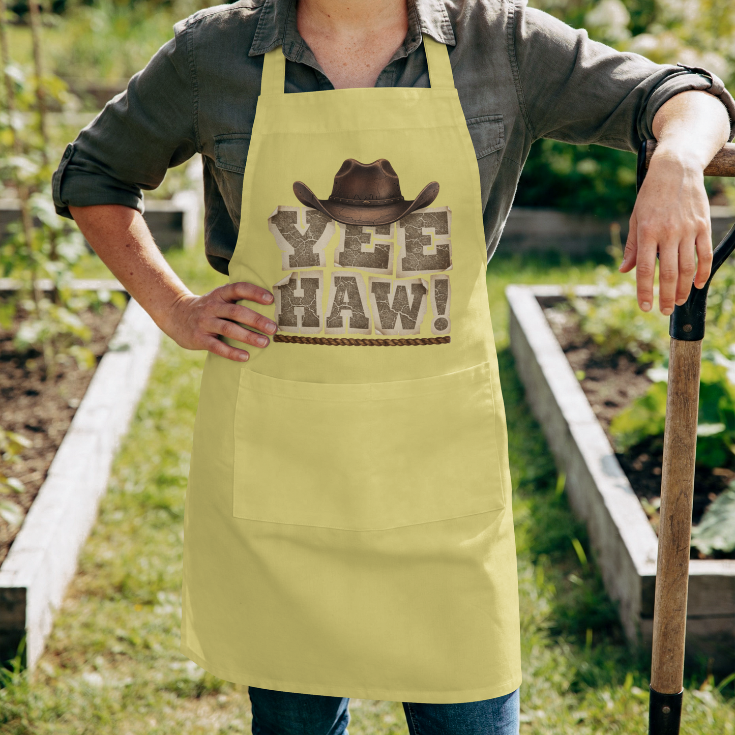 Yee Haw! Western Rustic Lettering with Brown Cowboy Hat– Digital PNG Download | T-Shirt, Mug, Sweater