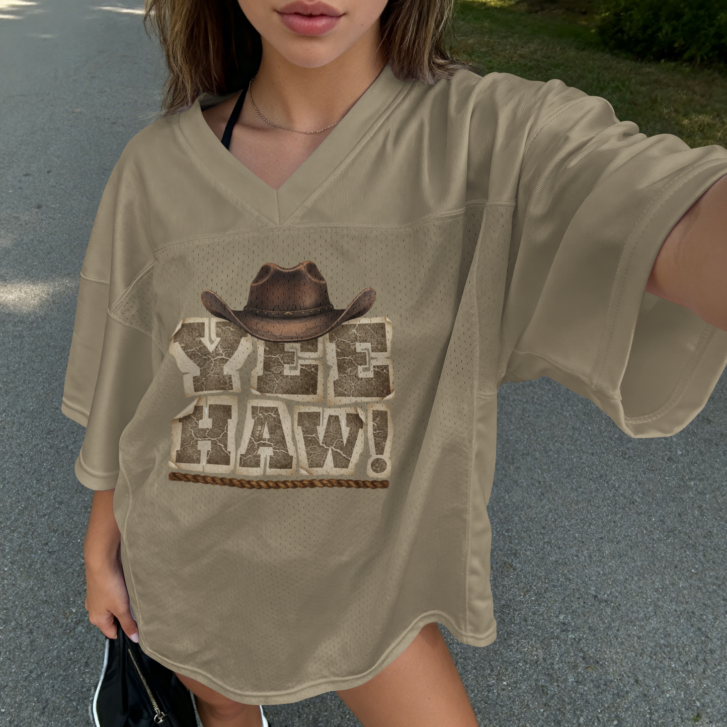 Yee Haw! Western Rustic Lettering with Brown Cowboy Hat– Digital PNG Download | T-Shirt, Mug, Sweater