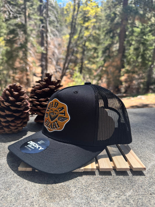 Wild at Heart Trucker Hat-Black/Black