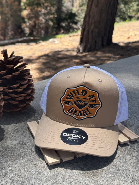 Wild at Heart Trucker Hat- Khaki/White