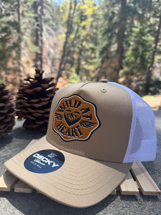 Wild at Heart Trucker Hat- Khaki/White