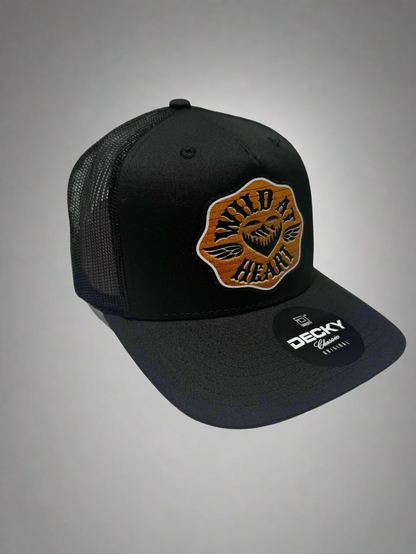 Wild at Heart Trucker Hat-Black/Black