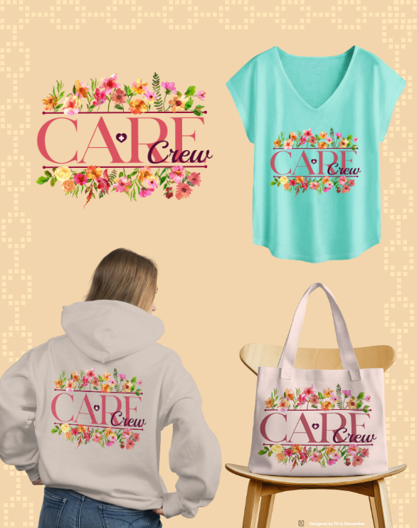 Care Crew Floral Healthcare Team Design – Digital PNG Download | Crossbody Bag, Hoodie, T-Shirt