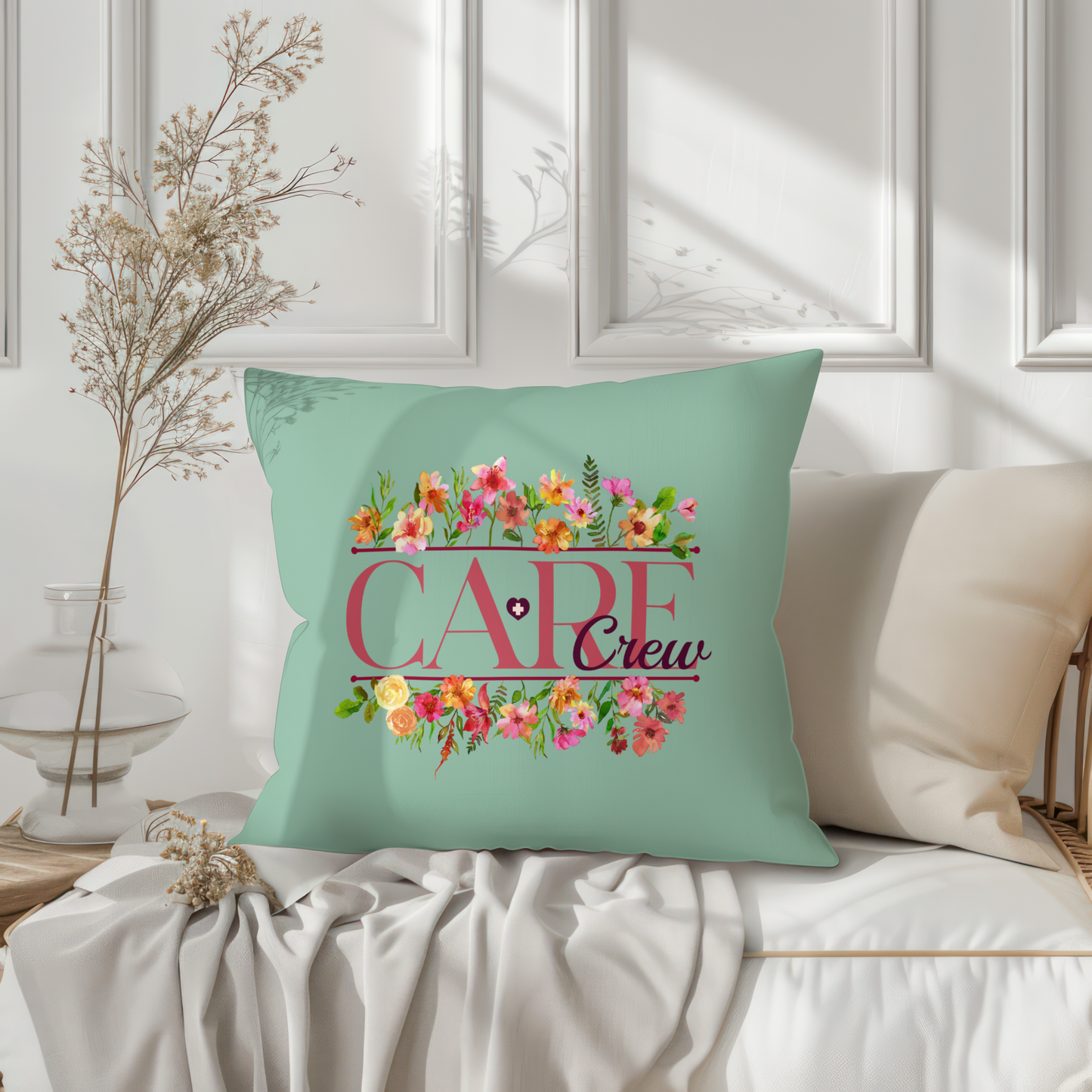 Care Crew Floral Healthcare Team Design – Digital PNG Download | Crossbody Bag, Hoodie, T-Shirt