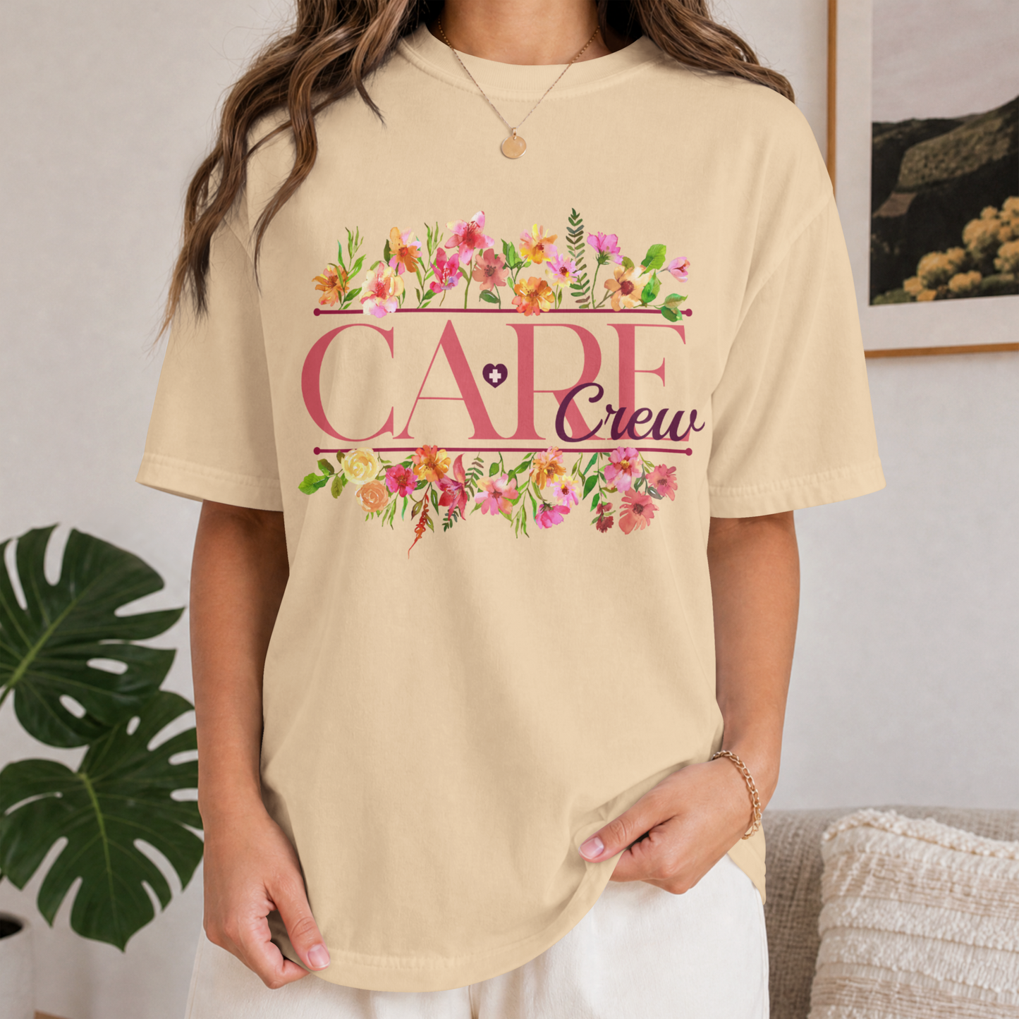 Care Crew Floral Healthcare Team Design – Digital PNG Download | Crossbody Bag, Hoodie, T-Shirt
