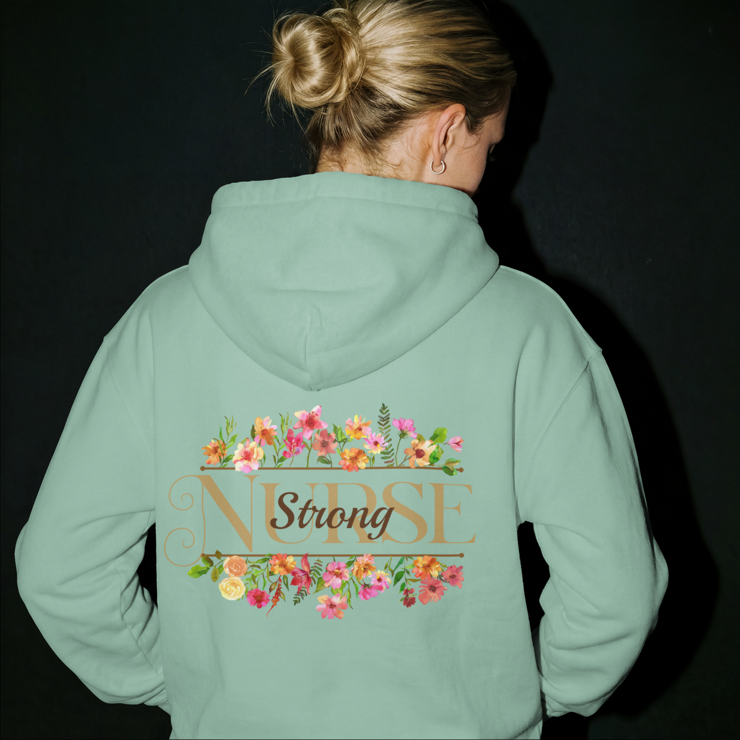 Nurse Strong in Bloom– Digital PNG Download | Tote Bag, Hoodie, T-Shirt