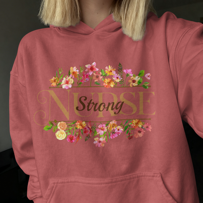 Nurse Strong in Bloom– Digital PNG Download | Tote Bag, Hoodie, T-Shirt