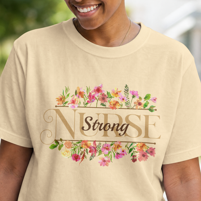 Nurse Strong in Bloom– Digital PNG Download | Tote Bag, Hoodie, T-Shirt