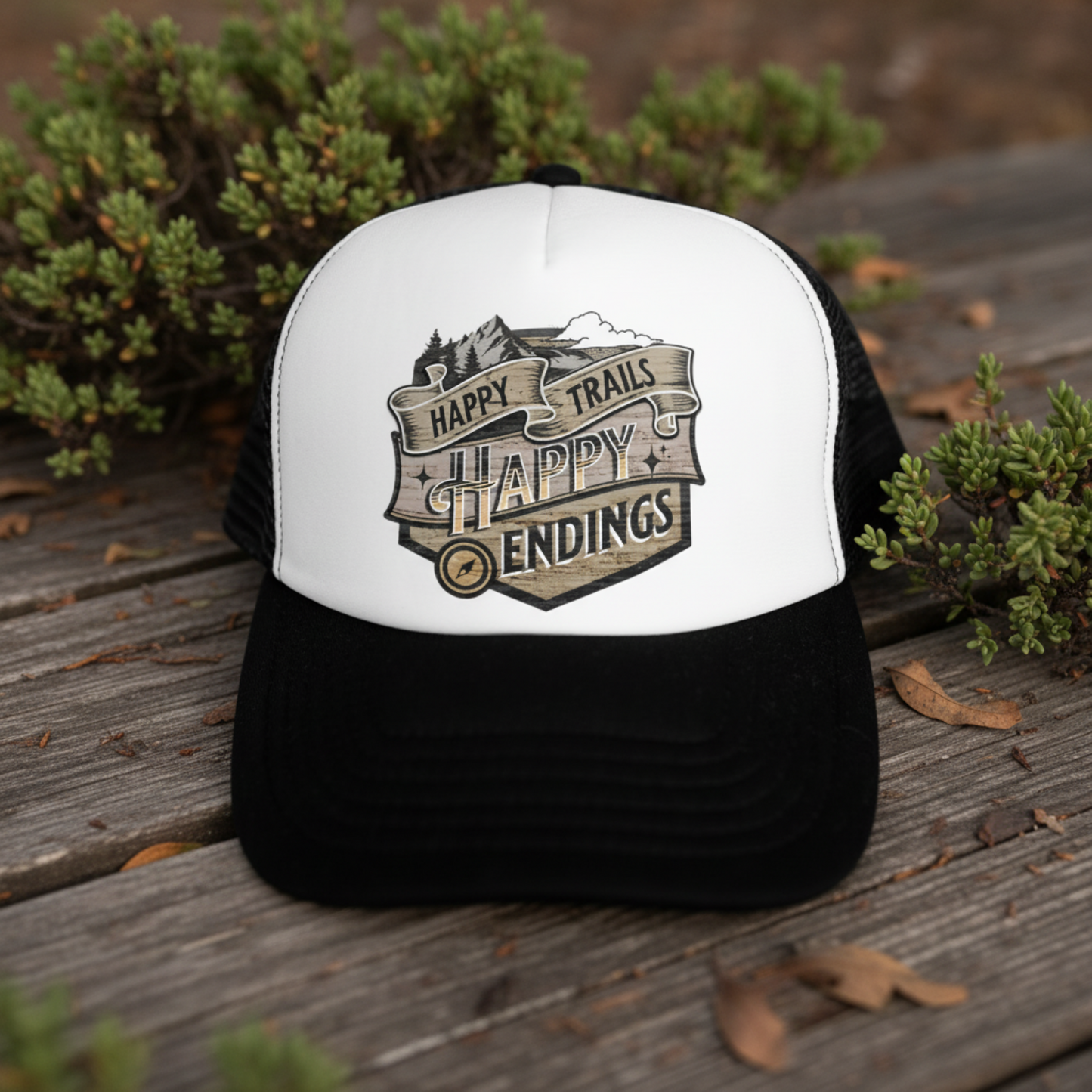 Happy Trails / Happy Endings– Digital PNG Download | Snapbacks, Tumblers, Bucket Hats
