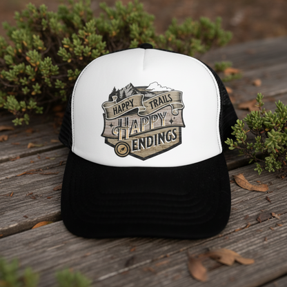 Happy Trails / Happy Endings– Digital PNG Download | Snapbacks, Tumblers, Bucket Hats