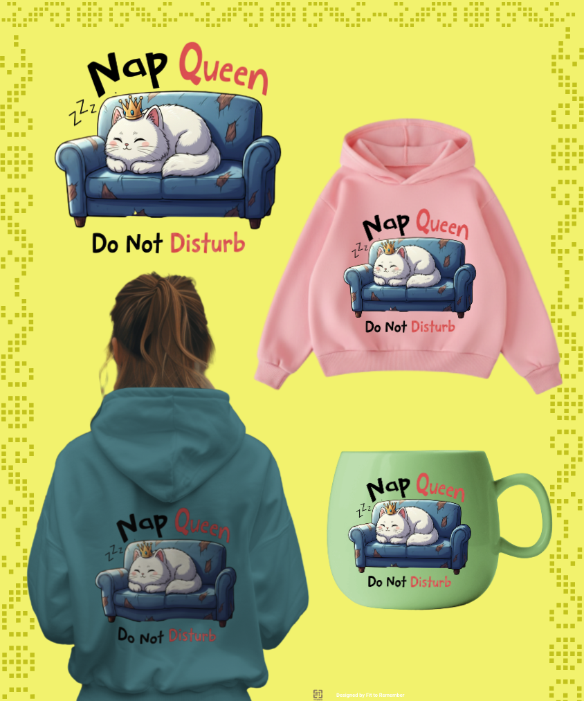 Nap Queen, Do Not Disturb, Cozy Cat Couch Napping Design– Digital PNG Download | Tees, Hoodie, Mugs