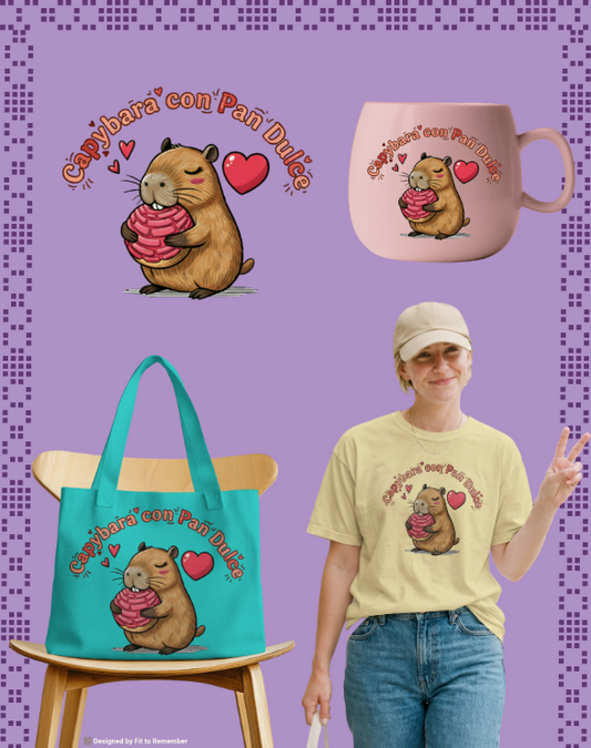 Capybara con Pan Dulce Cute Sweet Treat Design– Digital PNG Download | Tees, Hoodies, Mugs