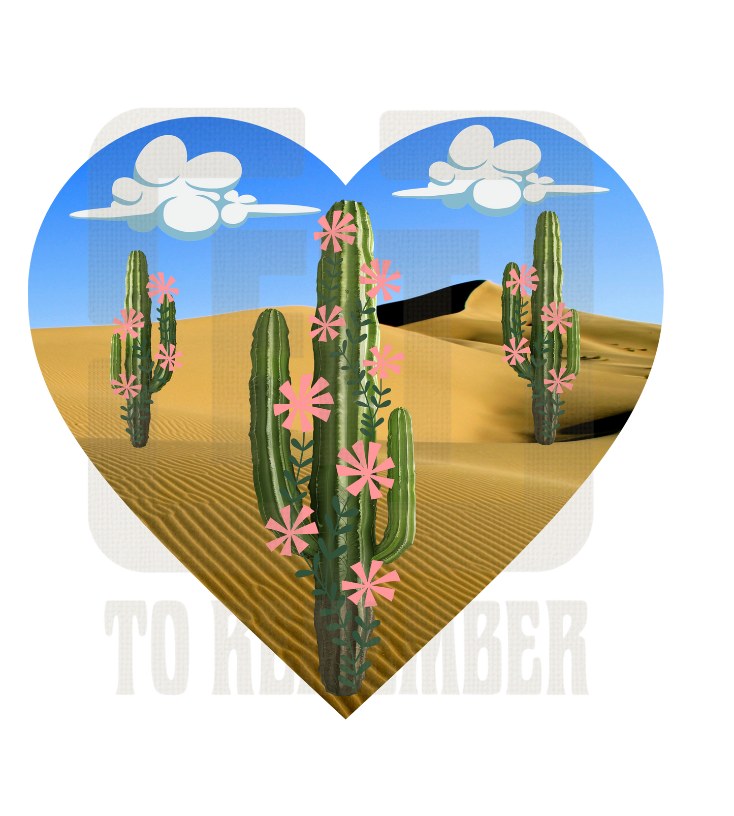 Desert Bloom Cactus Heart PNG Design