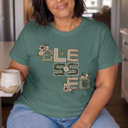 Blessed – Bright Floral Typography Inspirational Design – Digital PNG Download | Sweaters, Tote Bags, Wall Art