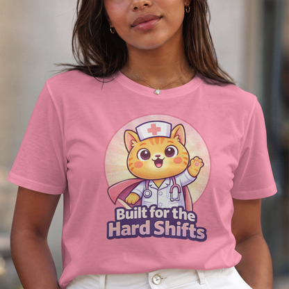 Built for the Hard Shifts Nurse Cat – Cute Healthcare Hero Design – Digital PNG Download | For Sweaters, Hoodies, T-Shirts