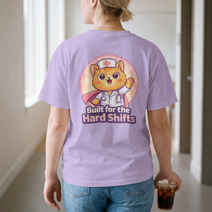 Built for the Hard Shifts Nurse Cat – Cute Healthcare Hero Design – Digital PNG Download | For Sweaters, Hoodies, T-Shirts