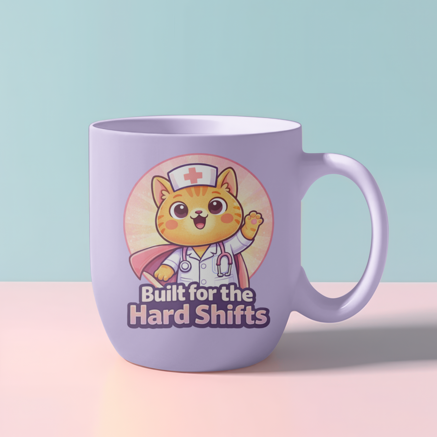 Built for the Hard Shifts Nurse Cat – Cute Healthcare Hero Design – Digital PNG Download | For Sweaters, Hoodies, T-Shirts