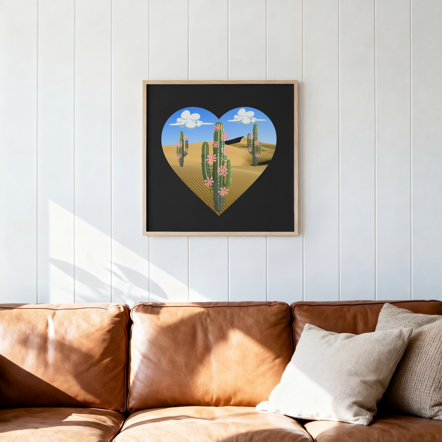 Desert Bloom Cactus Heart PNG Design