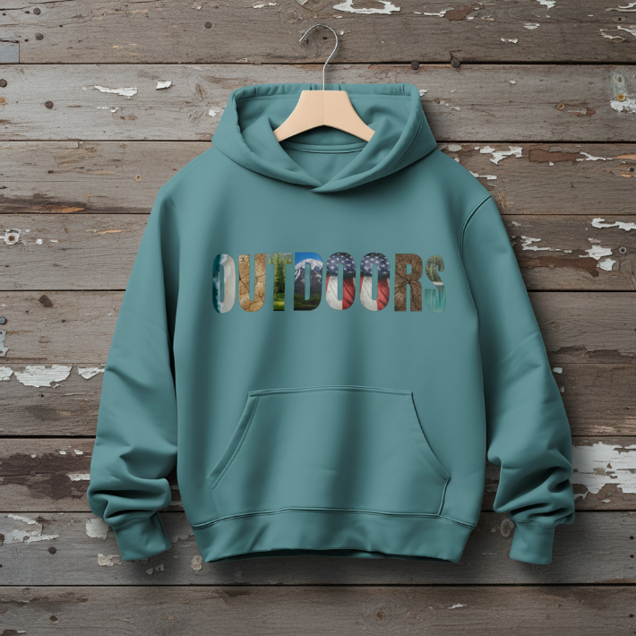 OUTDOORS – Nature-Themed Letter – Digital PNG Download | Bucket Hat, Stickers, Posters