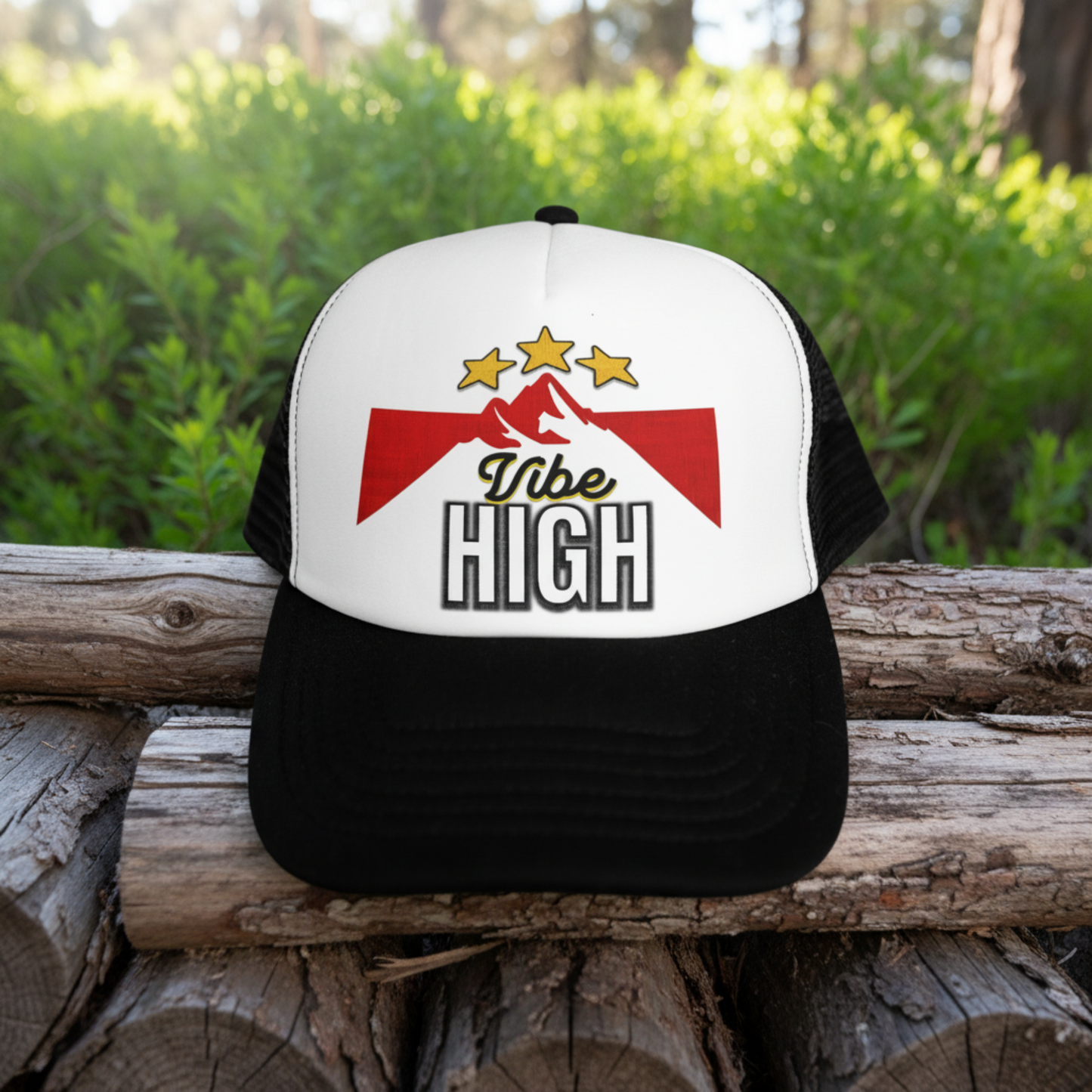 Vibe High – Mountain & Starry Sky – Digital PNG Download | Hats, Hoodies, String Bags