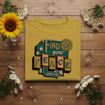 Find Your Peace Retro Sign – Digital PNG Download | T-shirts, Mugs, Tote Bags
