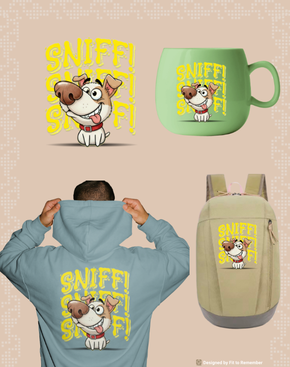 Sniff Sniff Cute Cartoon Puppy Design- Digital PNG Download |T-Shirts, Backpacks, Mugs