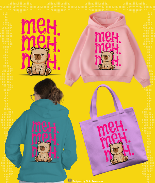 Meh Mood Bear Design – Cute Sarcastic Vibes– Digital PNG Download | Tees, Hoodies, Tote Bags