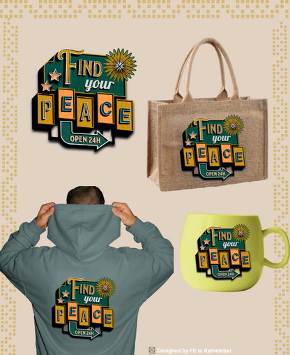 Find Your Peace Retro Sign – Digital PNG Download | T-shirts, Mugs, Tote Bags