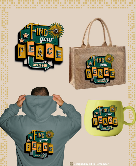 Find Your Peace Retro Sign – Digital PNG Download | T-shirts, Mugs, Tote Bags