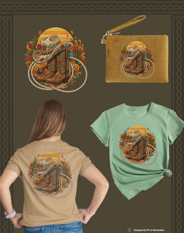 Sunset Desert Cowboy Boots & Hat – Digital PNG Download | Hat, Hoodies, Tote Bags