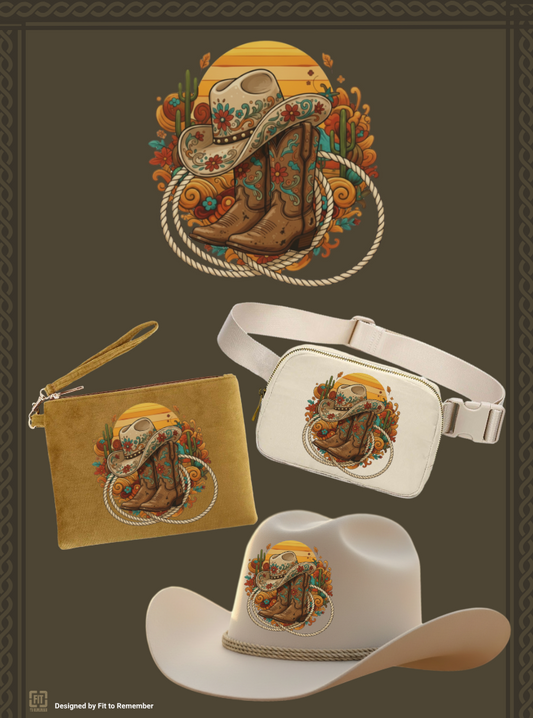 Sunset Desert Cowboy Boots & Hat – Digital PNG Download | Hat, Hoodies, Tote Bags
