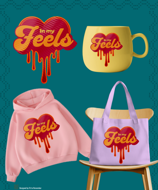 In My Feels – Retro Heart Drip Graphic – Digital PNG Download | Caps, Waist Bags, Tumblers