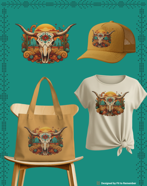 Desert Longhorn Skull Sunset Western – Digital PNG Download | Coffee Mugs, Tumblers, Ceramic Cups