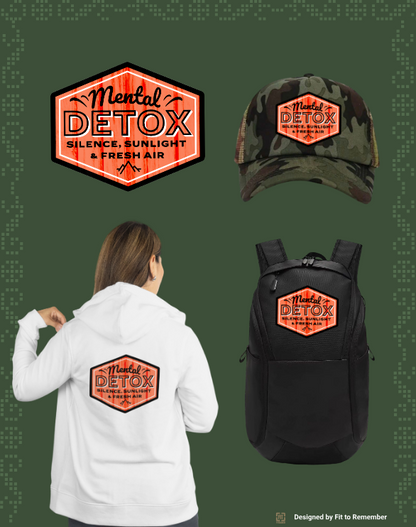 Mental Detox – “Silence, Sunlight & Fresh Air” Orange– Digital PNG Download | Baseball Hats, Hoodies, String Bags