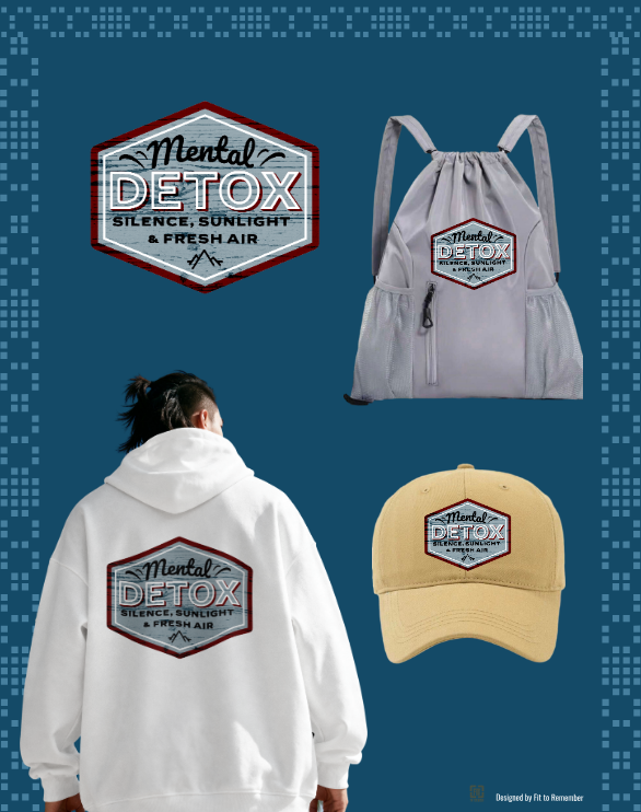 Mental Detox – “Silence, Sunlight & Fresh Air” Blue– Digital PNG Download | Trucker Hats, Sweaters, Fanny Packs