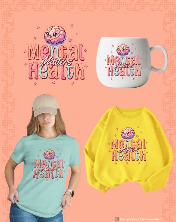 Mental Health Matters Cute Brain Awareness Design– Digital PNG Download | Sweater, Fanny Pack, T-Shirt