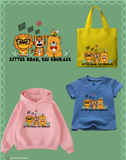 Little Roar, Big Courage | Playful Lion, Tiger & Bear Trio – Digital PNG Download | Fanny packs, Stickers, Tote Bags