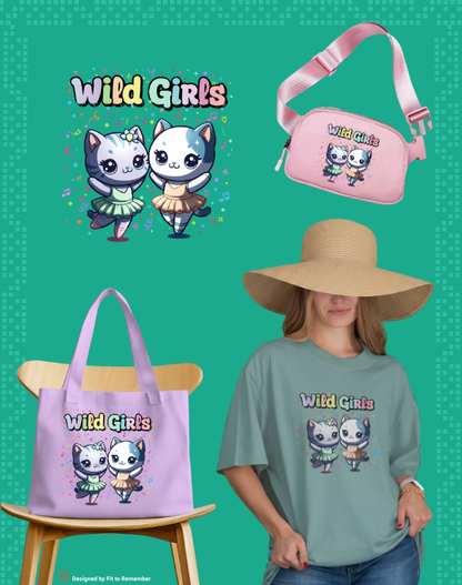 Wild Girls Dancing Cats Design– Digital PNG Download | Fanny packs, Stickers, Tote Bags