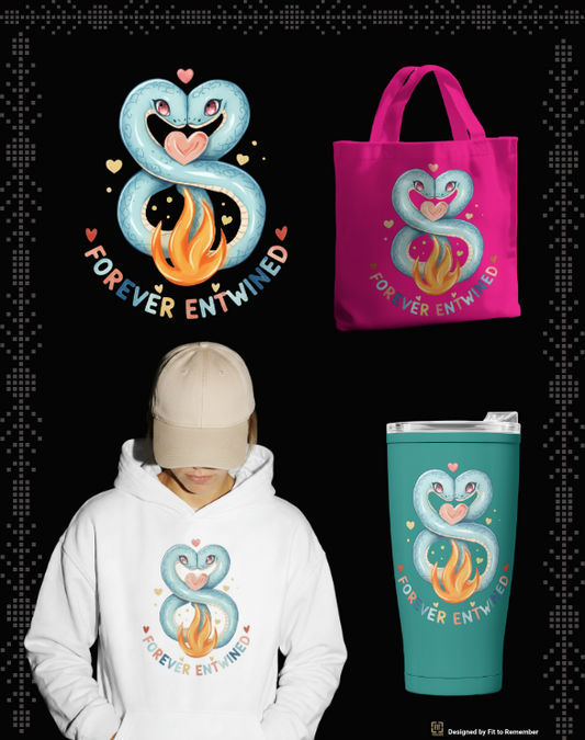 Forever Entwined Serpent Love Design– Digital PNG Download | Tote Bag, Tumbler, Sweater