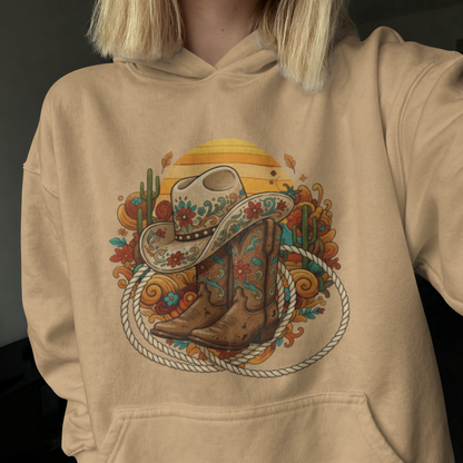 Sunset Desert Cowboy Boots & Hat – Digital PNG Download | Hat, Hoodies, Tote Bags