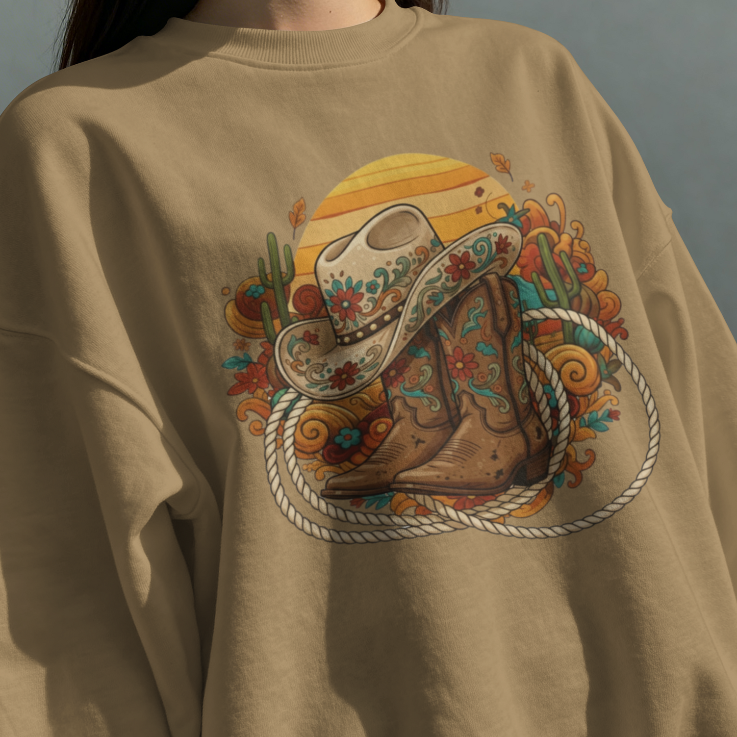 Sunset Desert Cowboy Boots & Hat – Digital PNG Download | Hat, Hoodies, Tote Bags