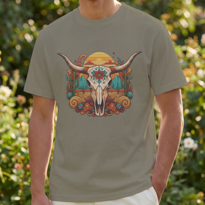 Desert Longhorn Skull Sunset Western – Digital PNG Download | Coffee Mugs, Tumblers, Ceramic Cups